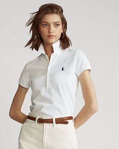 Oufits Casual, Slim Fit Polo Shirts, Slim Fit Polo, Sporty Casual, Polo Shirt White, Ralph Lauren Polo Shirts, Cotton Polo Shirt, Polo Shirt Women