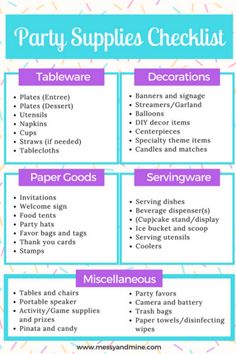 a party supplies checklist with donuts and sprinkles