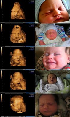 multiple images of babys and their parents with the same image in different colors on them