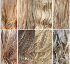 Champagne Hair Color, Shades Of Blonde Hair, Types Of Blondes, Champagne Blond, Caramel Blonde Hair Color, Blonde Hair Color Chart, Champagne Blonde Hair, Different Shades Of Blonde, Champagne Hair