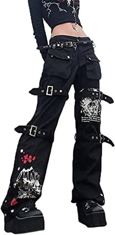 Punk Grunge Aesthetic, Stile Punk Rock, Urban Street Fashion, Estilo Harajuku, Gothic Pants, Aesthetic Streetwear, Baggy Cargo Pants