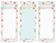 two lined notepads with different designs on them