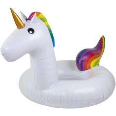 an inflatable unicorn float is shown on a white background