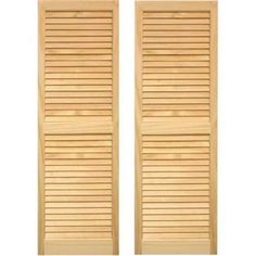 two open wooden shutters on a white background