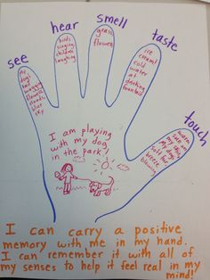 a child's hand with words written on it that say i can carry a positive memory