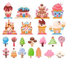 a bunch of different types of cakes and desserts