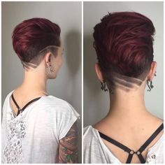 Pixie Colored Hair Ideas, Pompadour Women, Female Fade Haircut, Lesbian Haircut, Short Red Hair, Edgy Hair