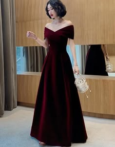 Off Shoulder Bridesmaid, Off Shoulder Bridesmaid Dress, Formal Prom Dresses Long, Velvet Party Dress, Multi Way Dress, Velvet Prom Dress, Color Rush, Prom Dresses Two Piece, Christmas Party Dress