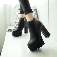 Ladies Boots Winter, Ankle Boots Platform, Rough Heels, Ankle Rain Boots, Ladies Boots, Boots Platform, Super High Heels, Woman Shoes, Boots Winter