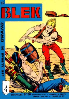 an old comic book cover with a man holding a drum and another person laying on the ground