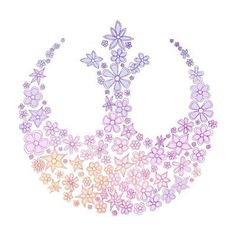 a drawing of flowers in the shape of a star wars symbol on white paper art print