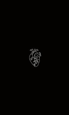 a black and white drawing of a heart in the middle of a dark wallpaper