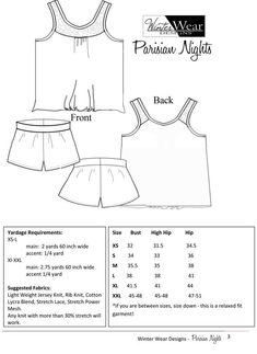 the sewing pattern for this tank top and shorts