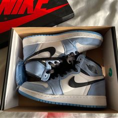 As Is Only Ever Worn Once Original Box Included High Top Shoes All Leather Upper Extra Laces And Jordan Sticker Included Rare Colorway 3.5y Nike Is Equivalent To A Standard Us Women's Size 5 Purchasing At $500 Will Have It Sent To Get Authenticated Through Poshmark. Any Offers Accepted Below That Won't Be Eligible For Authentication :) Nike Air Jordan 1 High, Nike Air Jordan 1, Air Jordan 1 High, Jordan 1 High, University Blue, High Top Shoes, Air Jordan 1, Top Shoes, Nike Air Jordan