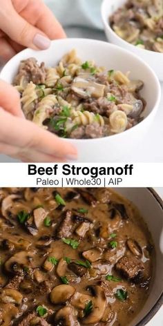 two pictures showing different types of beef stroganoni