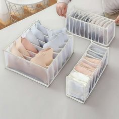 the drawers are organized and ready to be put into their own storage bins for shoes