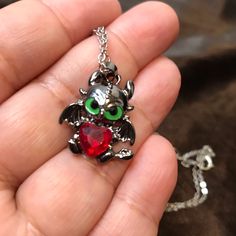 This Is A Charming Toothless With Red Crystal And Great Quality Alloy Necklace -How To Train A Dragon- Please See Photos As They Are Part Of The Description Toothless Jewelry, Red Heart Necklace, Toothless Dragon, Dragon Jewelry, Xmas Presents, Toothless, How To Train, A Dragon, Red Crystals