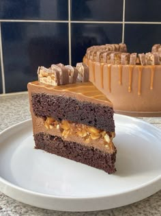 a piece of cake sitting on top of a white plate