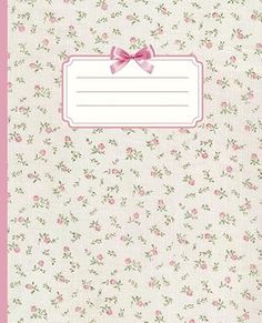 a pink flowered notebook with a bow on it