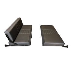 two metal benches sitting side by side on top of each other in front of a white background