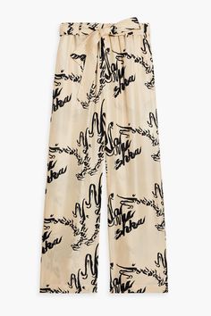 Silk Wide Leg Pants, Pants For Woman, Wideleg Pants, Silk Twill, Printed Silk, Printed Pants, Stretchy Fabric, Waist Tie, Silk Printing