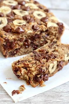 two pieces of granola and chocolate chip cookie bars