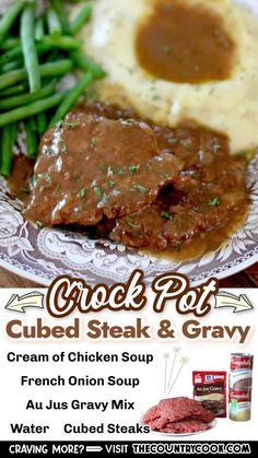 an advertisement for crock pot's club steak and gravy