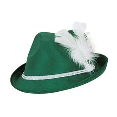 Beistle Alpine hat in green color features white feathers and is an ideal accessory for the Oktoberfest celebration, sold as 2 per pack. Beistle Alpine hat has vel-felt fabric covered on both sides for a comfortable wear. Hat in green color is accessorized with white feathers and a white braided cord, sold as 2 per pack.  Forest green.  Theme: Oktoberfest.  Material: felt, fabric cord.  One size fits most.  Decorated with rope trim and white feather. Size: Adult. Oktoberfest Decorations, German Costume, Jester Hat, Cowboy Costume, Alpine Design, Oktoberfest Outfit, German Beer Steins, Oktoberfest Party, Felt Cowboy Hats