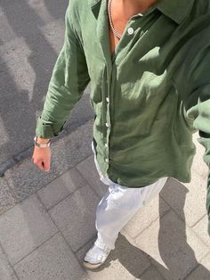 Green Shirt Outfits, Vacation Outfits Men, Spiritual Fashion