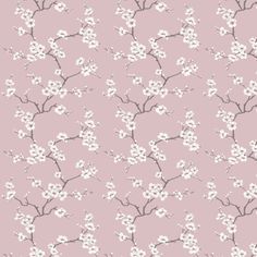 a pink wallpaper with white flowers on it