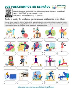 the spanish poster shows people doing different activities