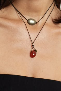 Black Cool Nails, Handmade Necklace Ideas, Red Agate Necklace, Rutilated Quartz Necklace, Trio Necklace, Pyrite Necklace, String Necklace, Earthy Jewelry, Jewellery Necklaces