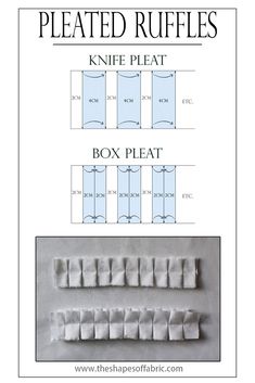 the box pleated ruffles pattern is shown with instructions for how to fold them