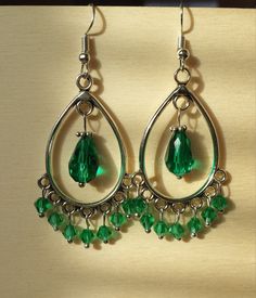 Tibetan Silver, dangle earings, with crystal green beads. These earrings have a great presence and are surprisingly lightweight to wear. They are a great jewelry accessory for any woman to own for any occasion. Silver Bead Earrings, Crystal Green, Earrings Chandelier, Earring Ideas, Green Beads, Handmade Wire Jewelry, Earrings Green, Green Crystal, Handmade Wire