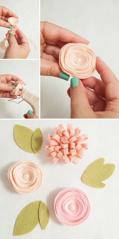 how to make paper flowers with yarn and felt - step by step instructions for beginners