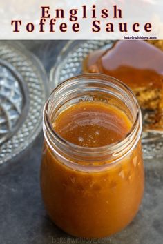 Homemade English toffee sauce jarred and ready to serve over more slices of sticky toffee pudding. Homemade English Toffee, Toffee Sauce Recipe, Recipes Ice Cream, Soft Toffee, Ice Cream Sauce, Sweet Potato Pie Southern, Homemade Toffee, Ice Cream Sundaes, Toffee Nut