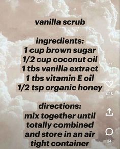 Body Oil Recipe, Vanilla Scrub, Diy Vanilla, Bath Soak Recipe, Diy Sugar Scrub Recipe, Diy Body Scrub Recipes, Vanilla Body Wash, Body Scrub Recipe, Sugar Scrub Homemade