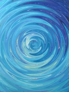 an abstract painting with blue and white swirls