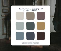 the color palette for mood hues 2 is shown in shades of brown, beige, and blue