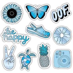 various stickers with the words be happy on them