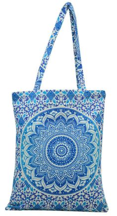 Blue Mandala Reusable Shopping Bag Cotton Handmade Casual Shoulder Strap Bags These Mandala bags are in enough demand in the market because of its brilliant looks & multipurpose use. Mandala bags give a combined appearance of both classic and trendy look. These colorful mandala bags can be used as shoulder bag, shopping bag, swimming bag, walking bag, trips bag, sport practices bag, travel bag, camping bag, gym bag, yoga bag, casual bag, unisex bag & multipurpose bag & many more.... These bags a Blue Bohemian Gift Bag, Bohemian Blue Canvas Bag For Everyday Use, Blue Reusable Tote Beach Bag, Blue Reusable Shoulder Bag For Daily Use, Blue Reusable Tote Shoulder Bag, Blue Canvas Bag With Large Capacity As Gift, Blue Large Capacity Canvas Bag As Gift, Blue Large Capacity Canvas Bag Gift, Blue Large Capacity Canvas Bag For Gift