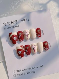 Lunar Year Nails, Tet Nail Design, Chinese New Year Nails 2024, Chinese New Year Nail Art Design 2023, Lunar New Year Nails 2023, Chinese New Years Nails, Sangjit Nail Art