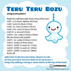 a blue and white poster with the words teru teru bozu