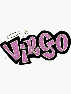 the word virgo written in pink glitter