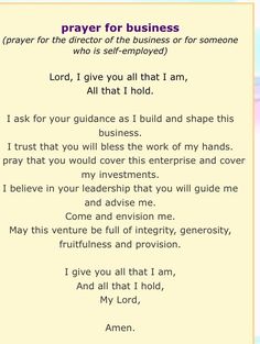 prayer for business with the words prayer for business