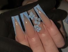 Quince Nails, Quinceanera Nails, Tips Nails, Tapered Square Nails, Blue Acrylic Nails, Glow Nails, Designs Nail