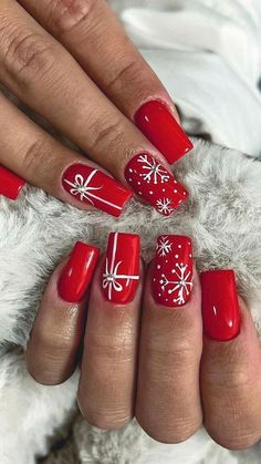 Holiday Manicure, Christmas Gel, Fancy Nails Designs, Christmas Gel Nails, Nails Easy, Christmas Nail Art Designs