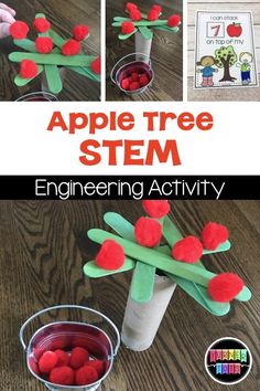 Apple Preschool Activities, Stem Engineering Activities, Apple Literacy, Preschool Apples, Preschool Apple Activities, Preschool Apple Theme, September Preschool, Apple Kindergarten, Stem Activities Preschool