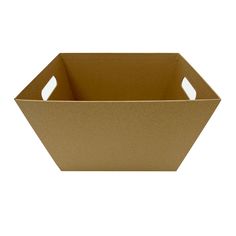 a brown cardboard box with two handles on the bottom and one handle in the middle