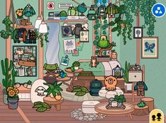 a living room filled with plants and potted plants